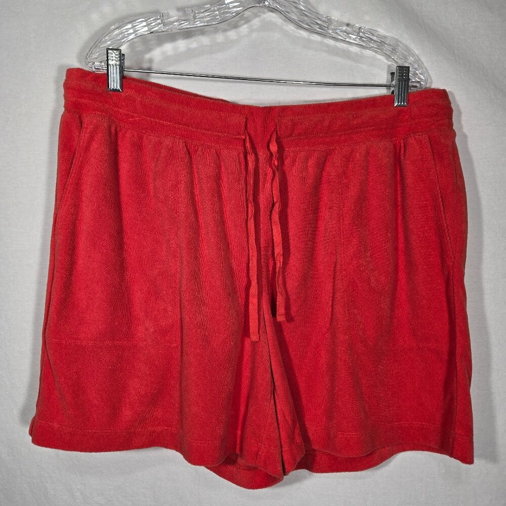 J. JILL Fit Relaxed Versatile ORANGE Terry Drawstring Pockets Short Size XL PET.